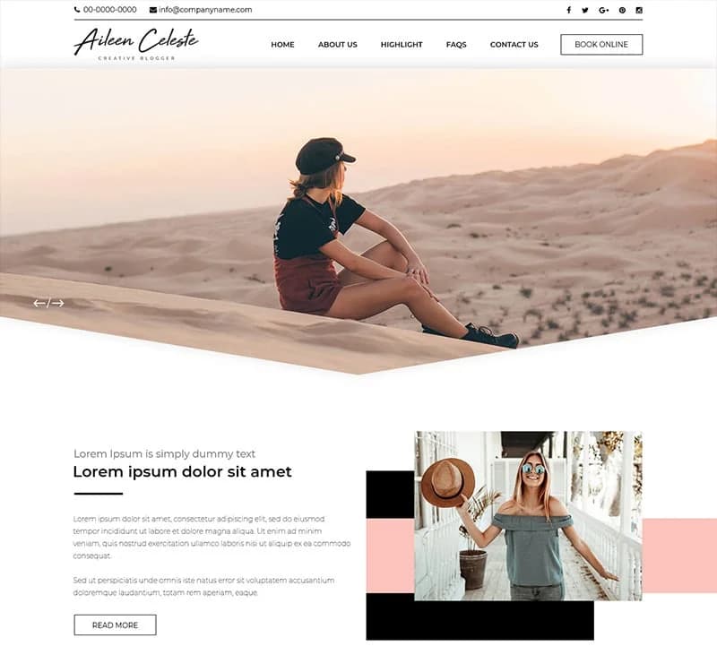 Aileen Celeste - Personal Blog PSD Template