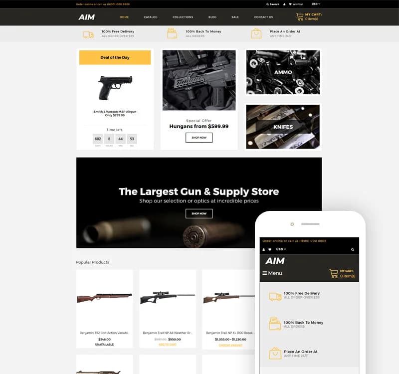 AIM - Weapon Store Modern Shopify Theme