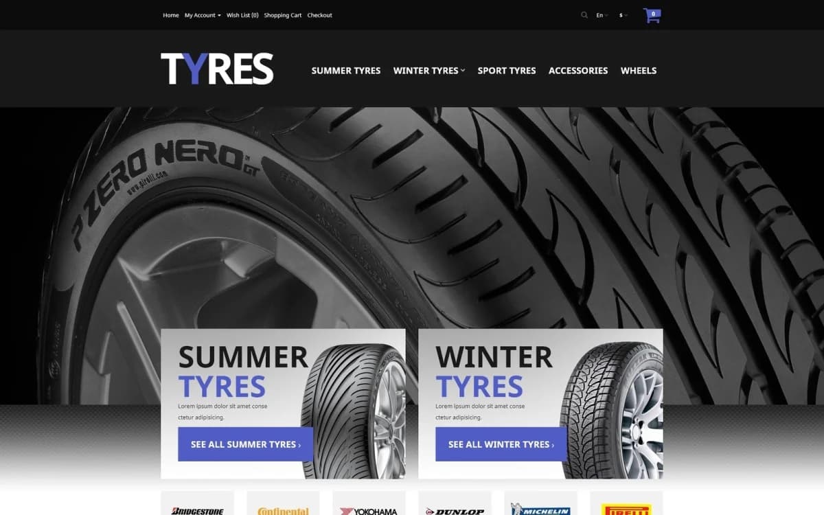 Automobile Tires OpenCart Template