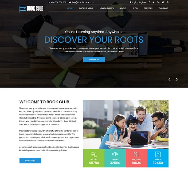 Book Club - Library PSD Template