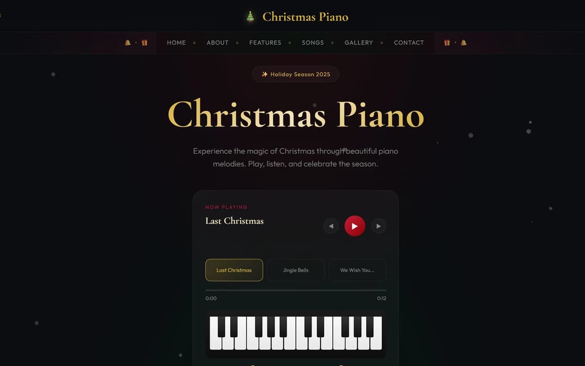 Christmas Piano Free HTML Template