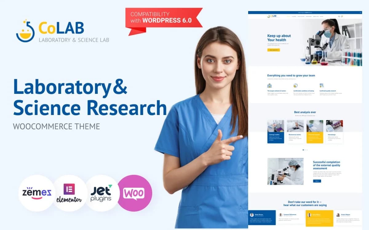 CoLab - Scientific Research & Laboratory WordPress Theme for Medical Lab Website