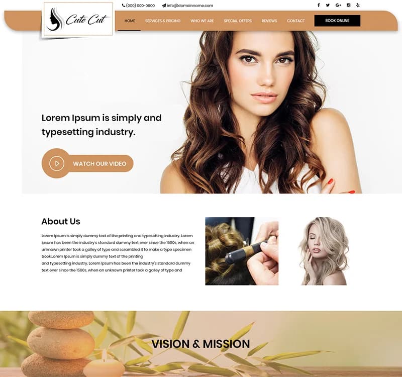 Cute Cut - Hair Saloon And Spa PSD Template