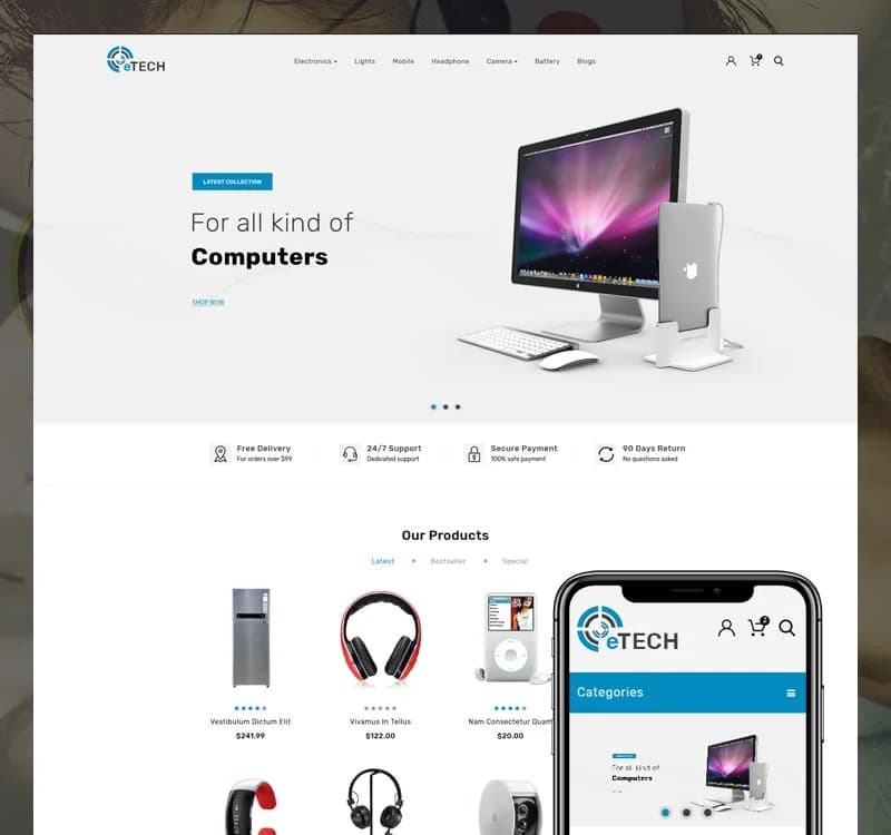 eTech Electronics Store OpenCart Template