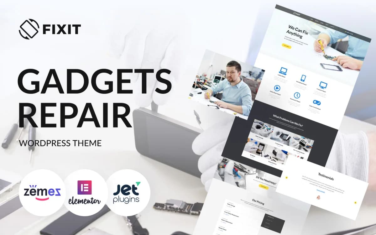 Fixit - Gadgets Repair WordPress Elementor Theme for Phone Repair Website