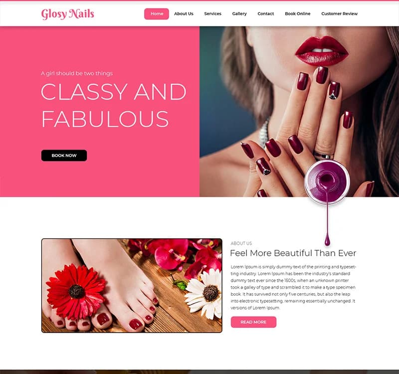 Glosynails - Nail Salon PSD Template