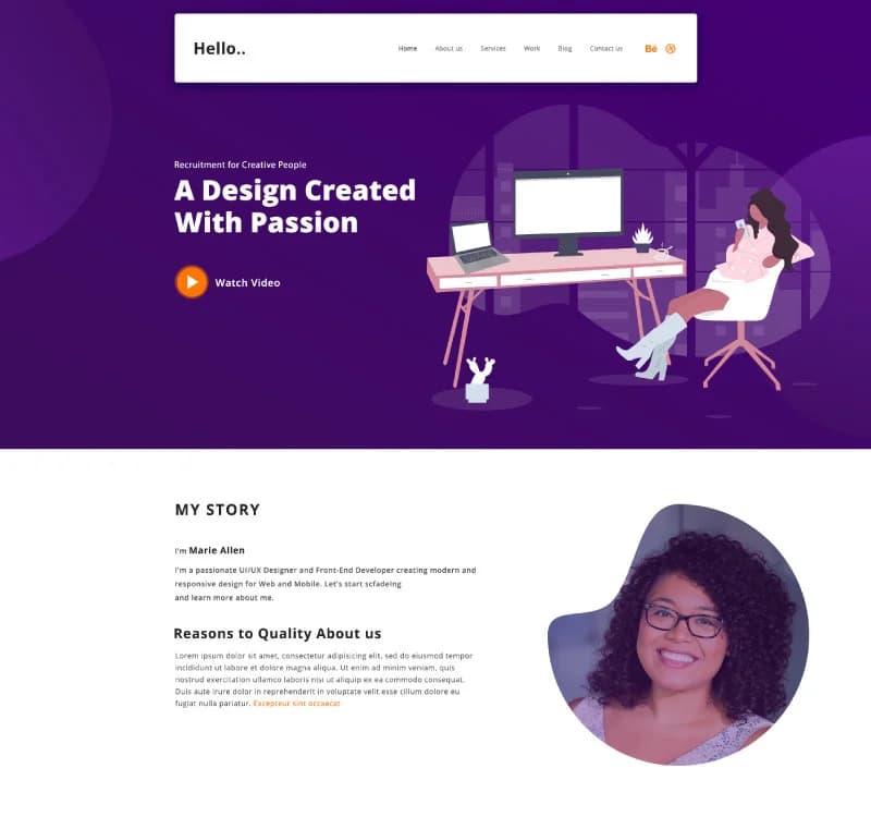 Hello - Personal Portfolio PSD Template