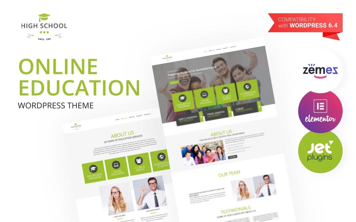 High School - Online Learning & Education WordPress Elementor Theme