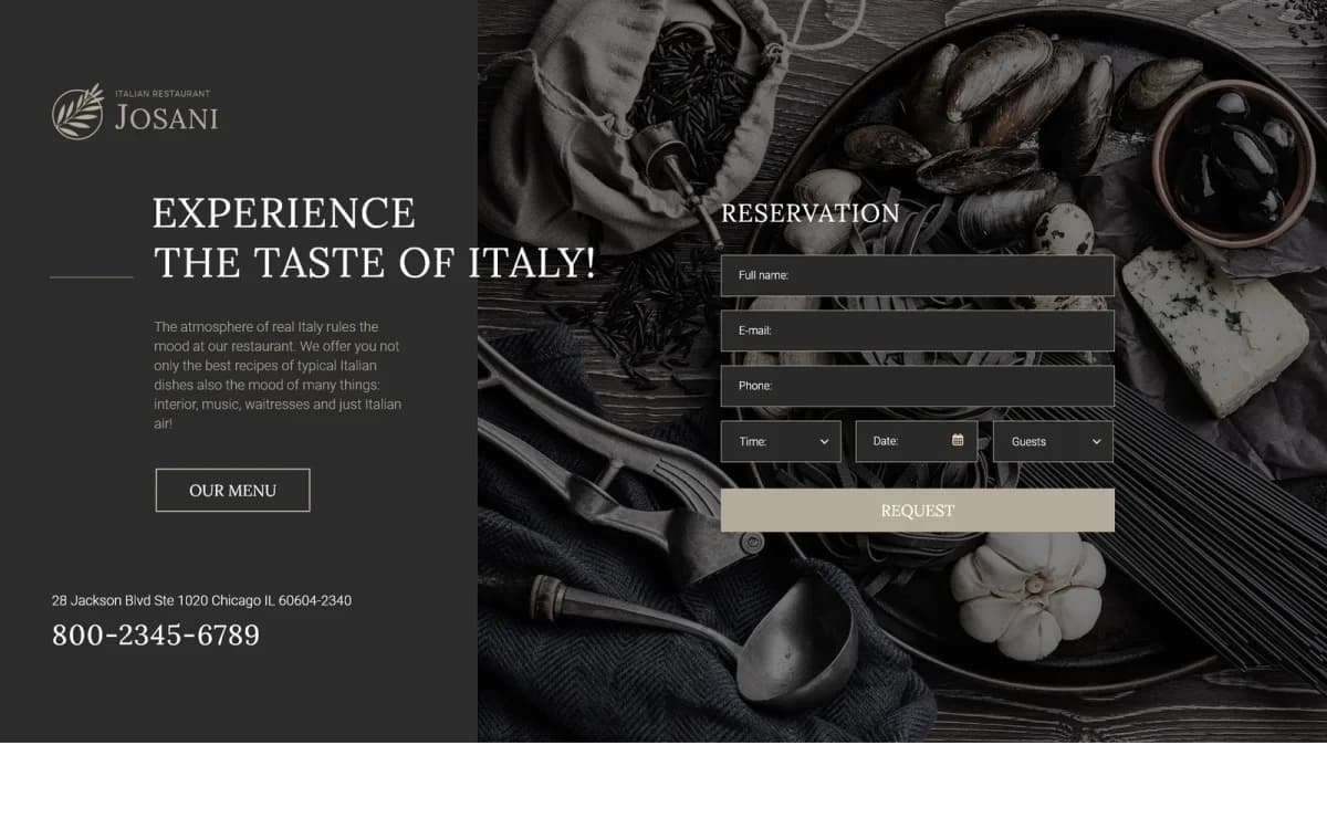 Italian Restaurant Responsive Landing Page Template