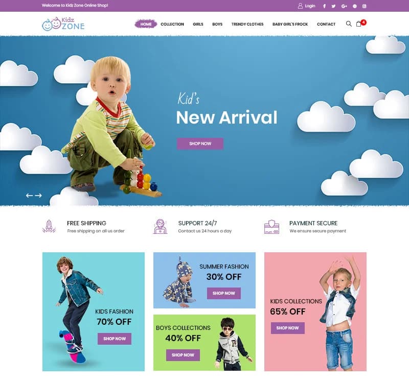 Kidz Zone - Kids Fashion PSD Template