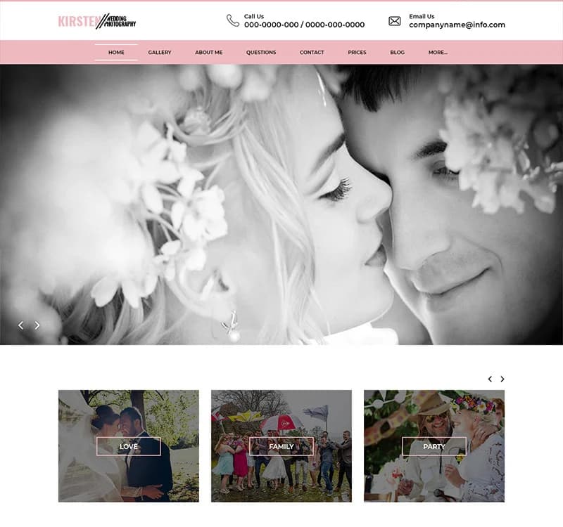 Kirsten - Wedding Photography PSD Template