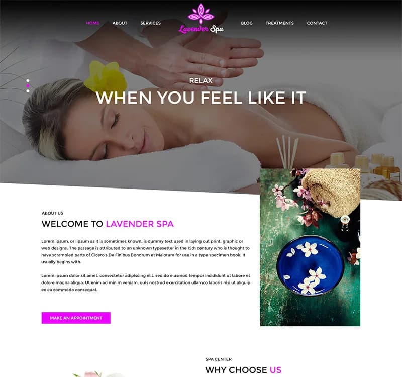 Lavender Spa - Beauty & Spa PSD Template