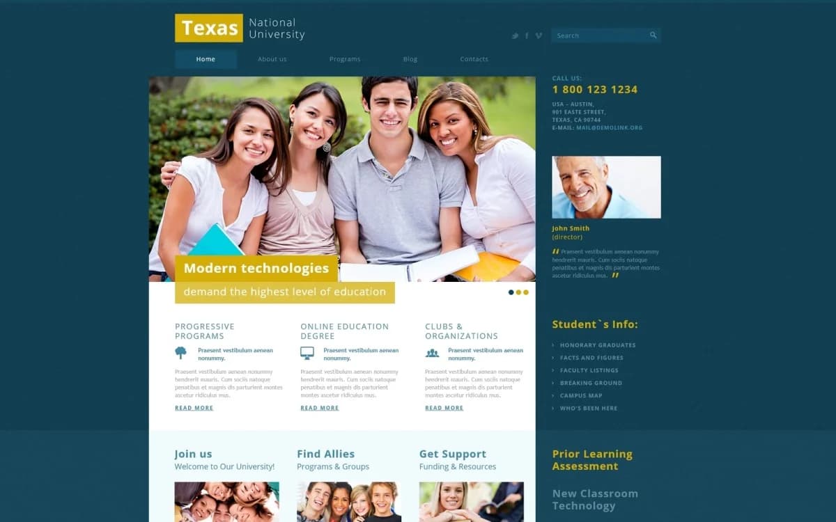 Modern and Fancy University Joomla Template