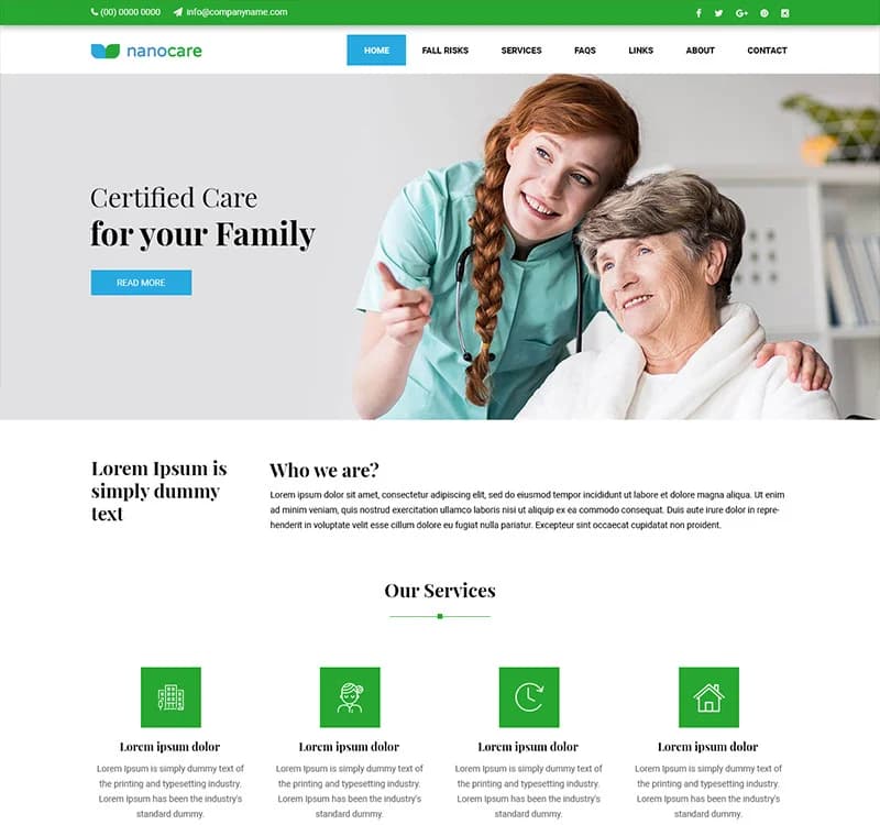 Nano Care - Oldage Home PSD Template