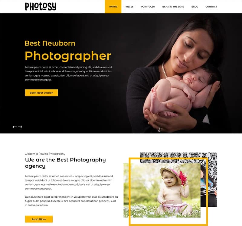 Photosy - Baby Photography PSD Template