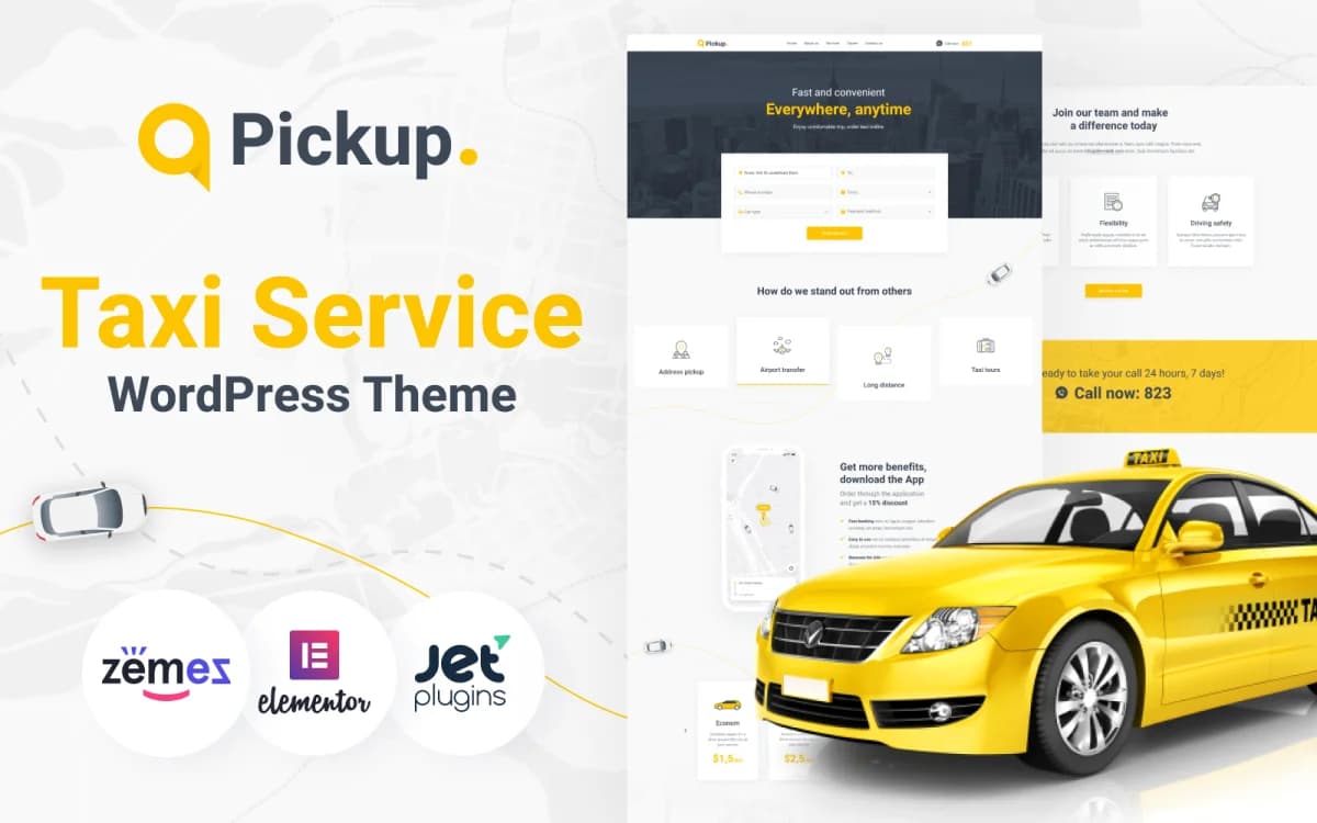 Pickup - Fast And Reliable Taxi Service WordPress Theme