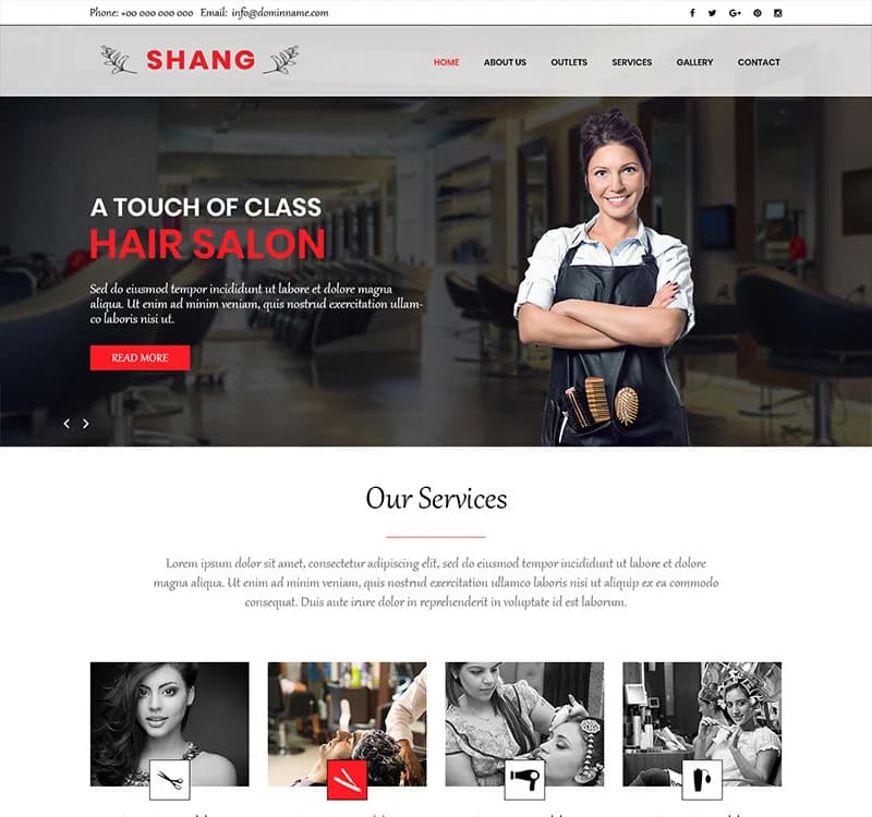 Shang - Hair Salon PSD Template