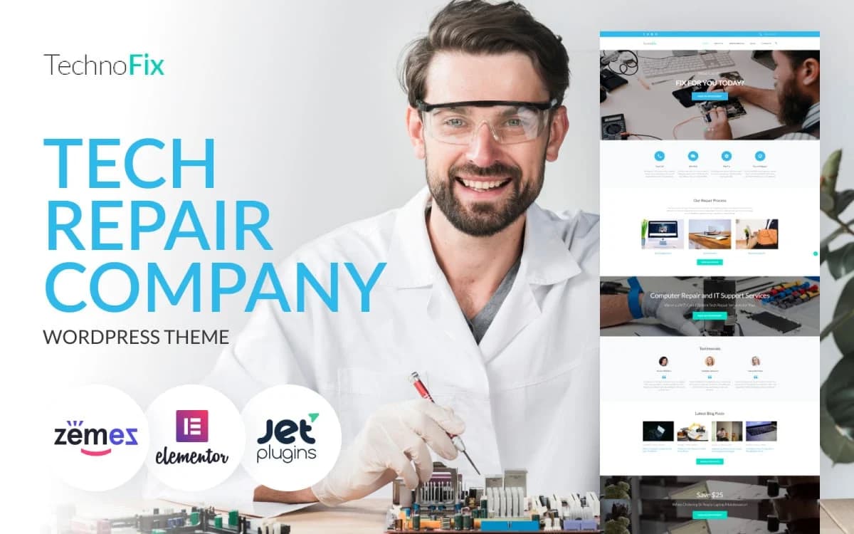 TechnoFix - Electronics Repair WordPress Theme for Gadget Service Website
