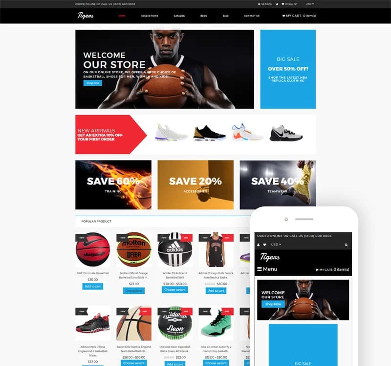 Tigers - Basketball Store Modern Shopify Theme