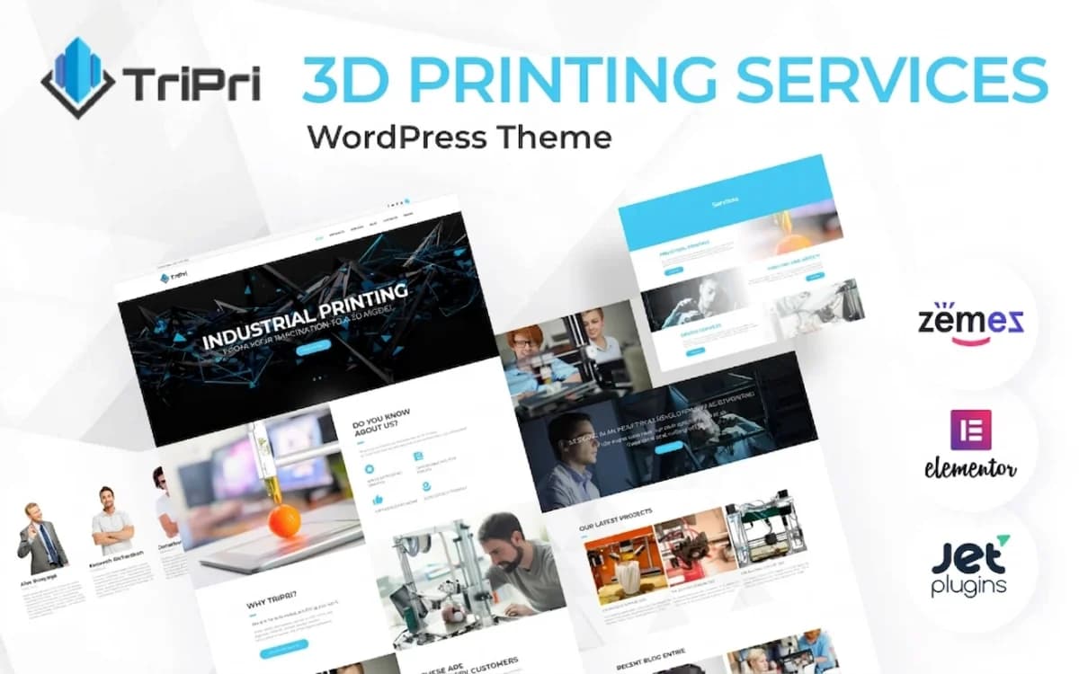 TriPri - 3D Printing WordPress Theme for Technology Company Website