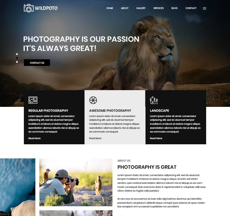 Wildpoto - Wildlife Photography PSD Template
