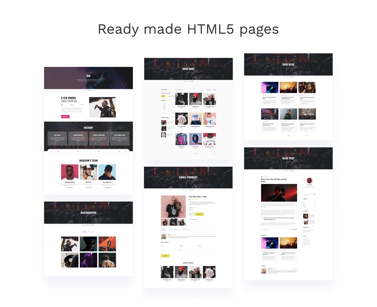 Madison - Singer Multipage HTML5 Website Template - Screenshot 8