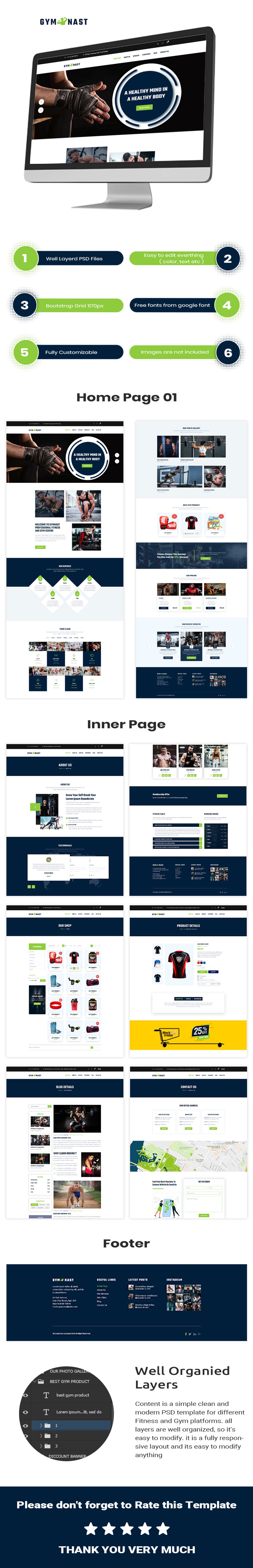 GYMNAST - Fitness and Gym PSD Template - Screenshot 6