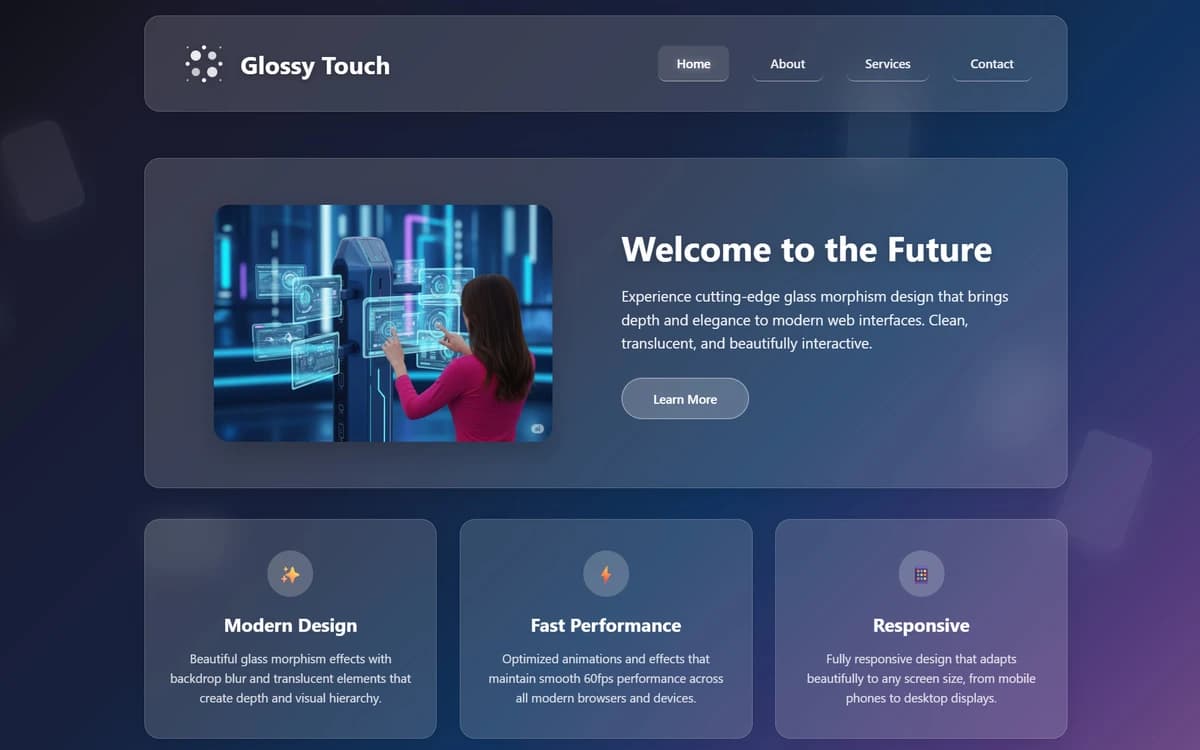 Glossy Touch Free HTML Template
