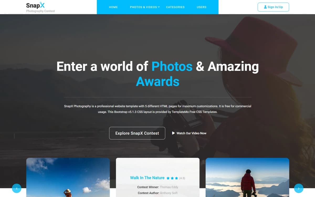 Snapx Photography Free HTML Template