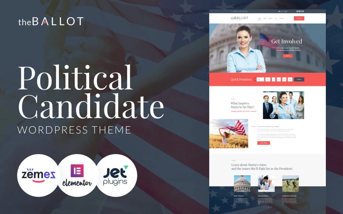 The Ballot - Political Campaign & Election Candidate WordPress Theme for Government Website
