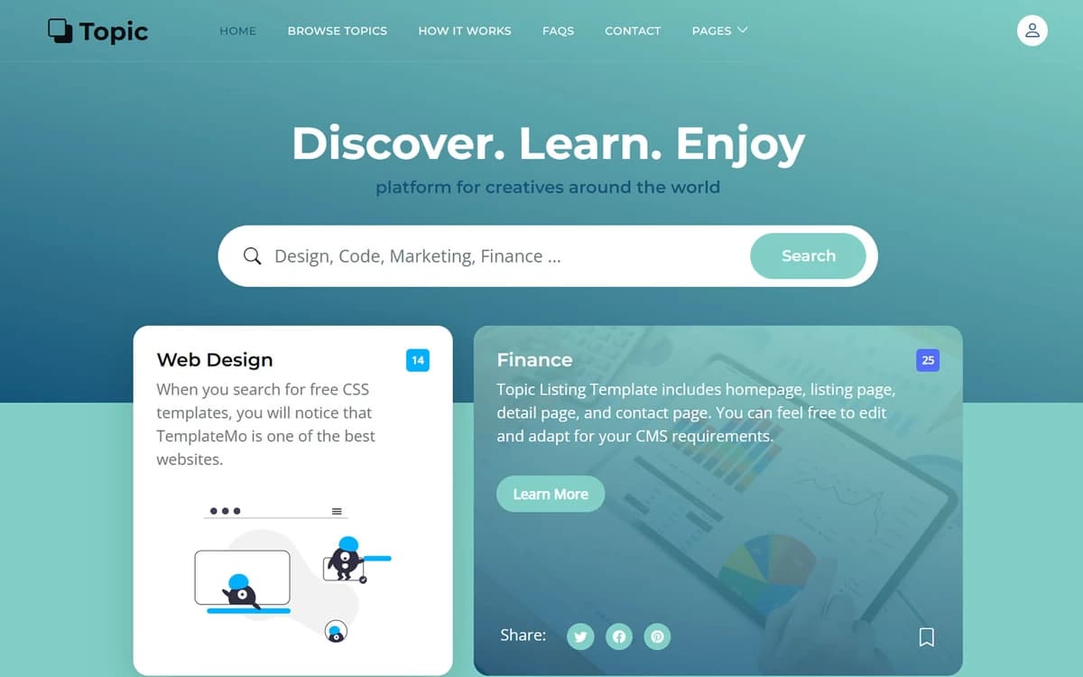 Topic Listing Free HTML Template