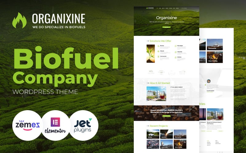 100 organixine biofuel company wordpress theme