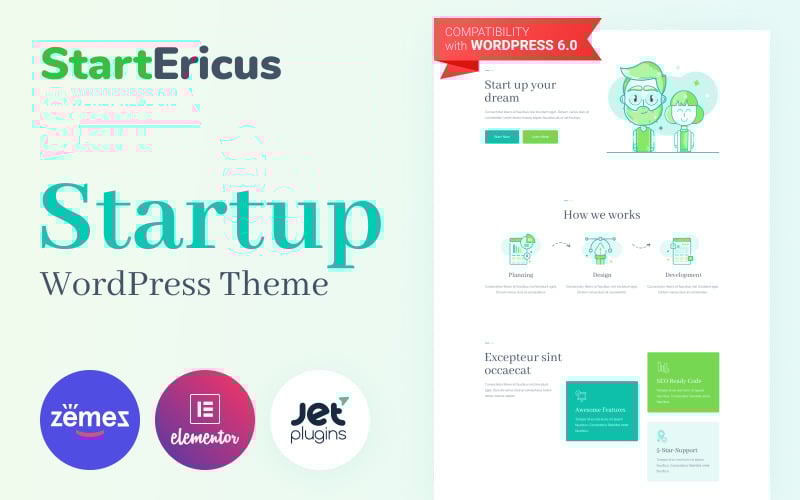 101 startericus clean and minimalistic startup landing page wordpress theme