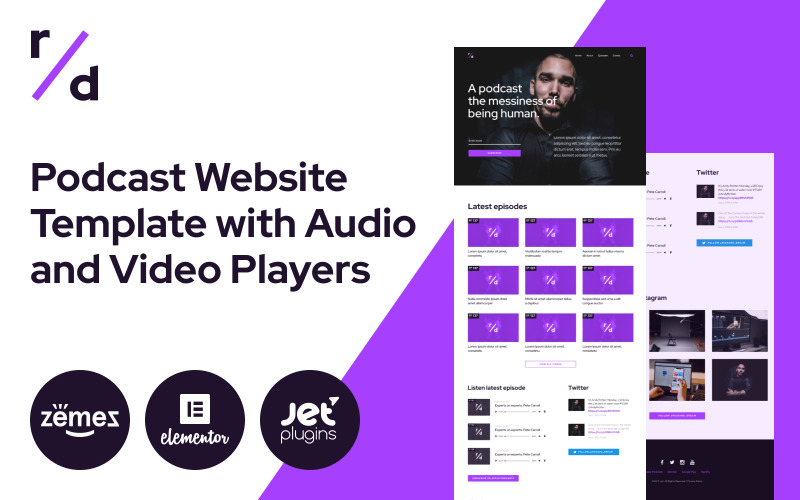 108 richard dream podcast website template with audio and video players wordpress theme