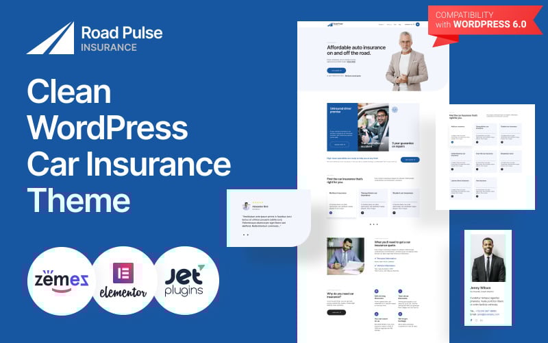 123 road pulse clean wordpress car insurance theme