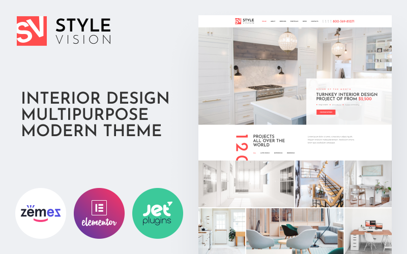 128 style vision interior design multipurpose modern wordpress elementor theme