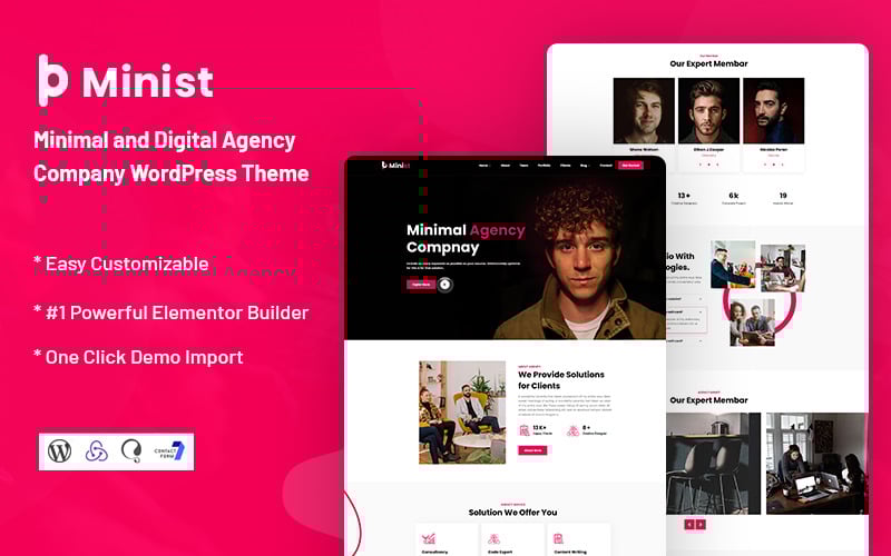1316 minist minimal and digital agency company wordpress theme