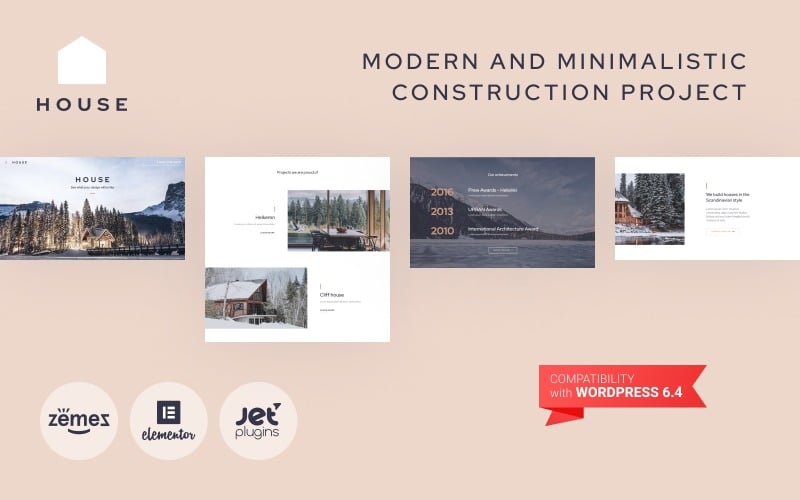 14 house modern and minimalistic construction project website wordpress theme