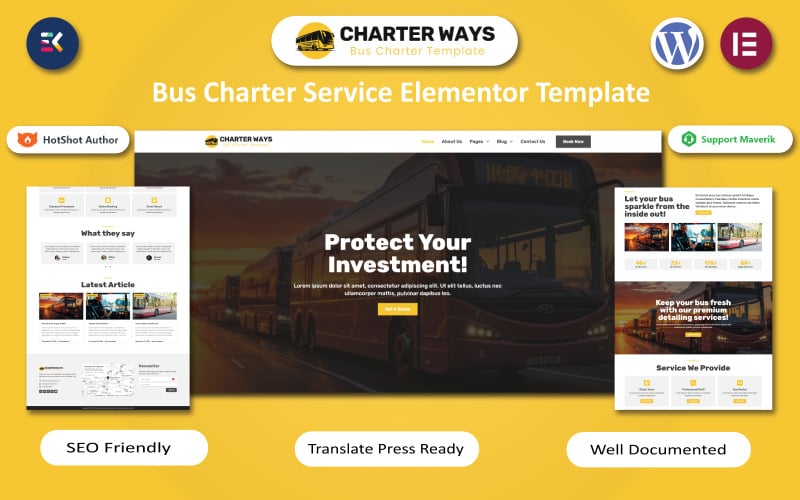 149 charter ways bus charter service elementor template