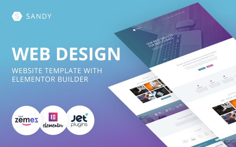 157 sandy web design website template with elementor builder wordpress theme