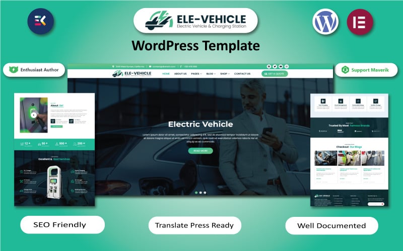 162 ele vehicle electric vehicle and charging station wordpress elementor template