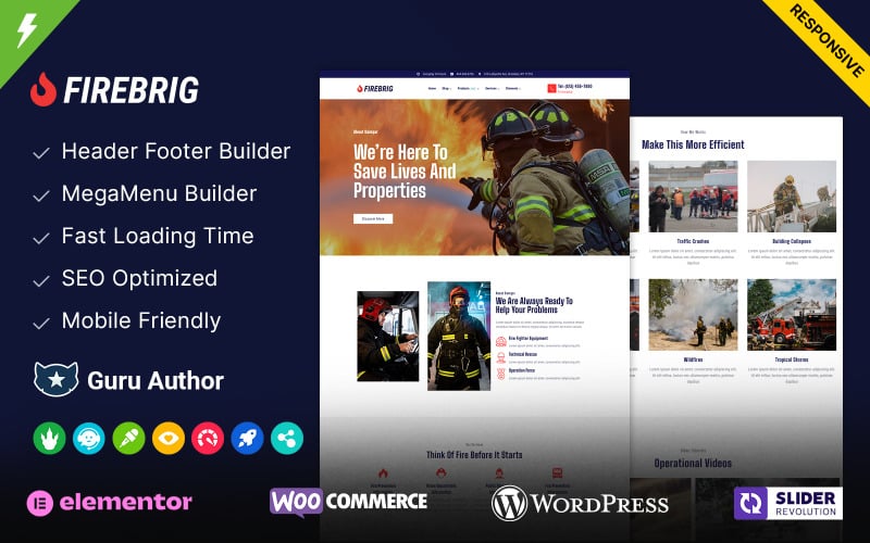 169 firebrig security and fire department wordpress theme