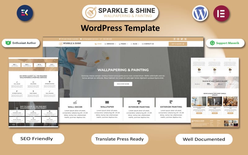 174 sparkle and shine wallpapering and painting wordpress elementor template