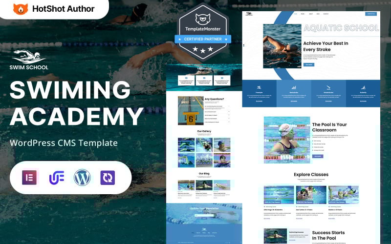 1853 swim school swimming school and training wordpress elementor theme