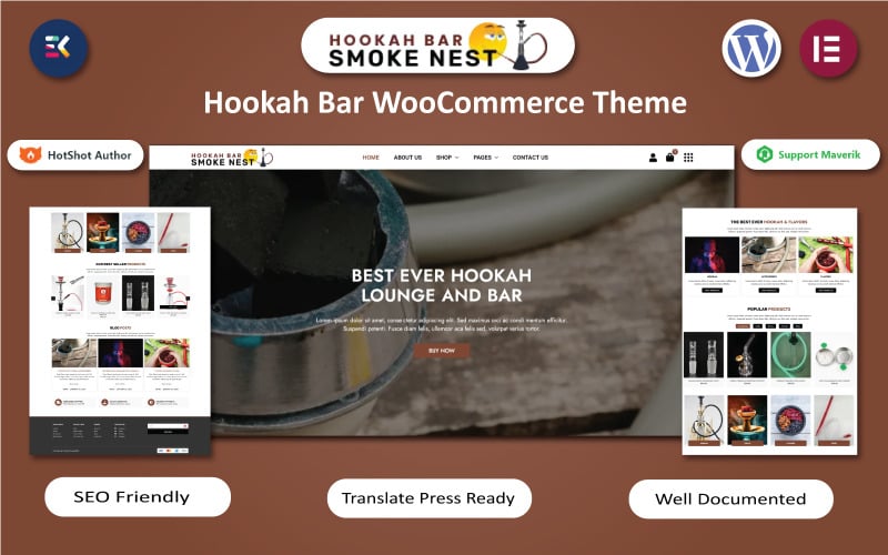 188 smoke nest hokkah bar wordpress elementor template