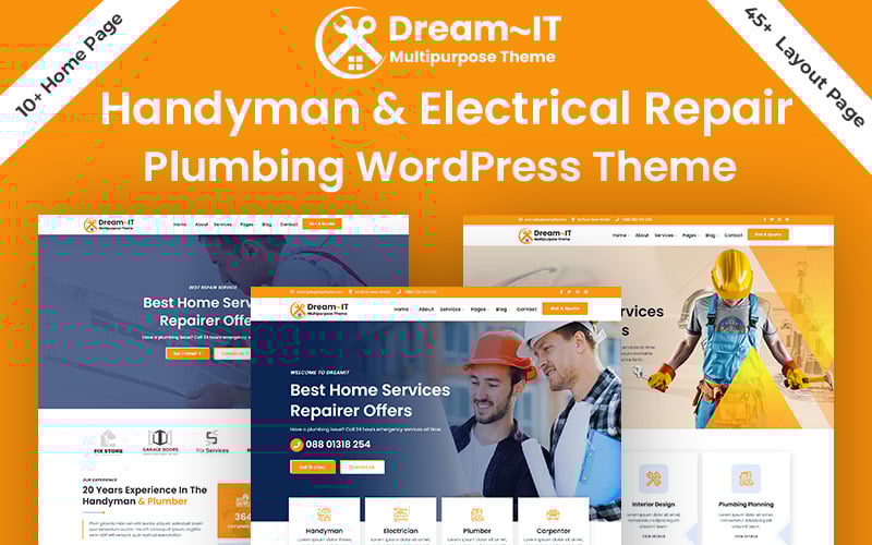 192 dreamit handyman electrician and plumbing repair wordpress theme