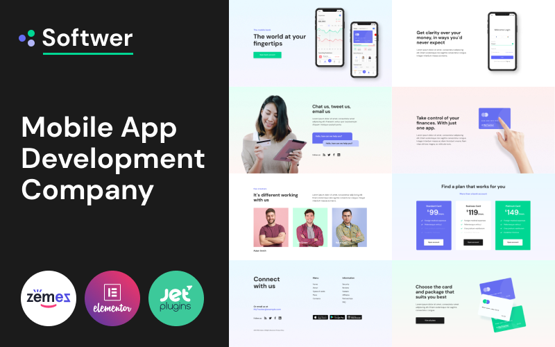 203 softwer mobile app development company website template wordpress theme