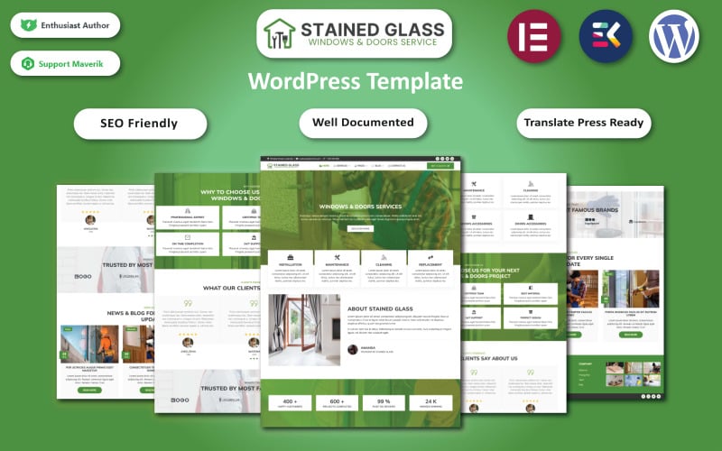 234 stained glass windows and doors services wordpress template