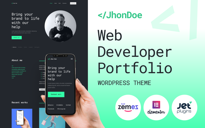 262 jhon doe contemporary web developer wordpress theme