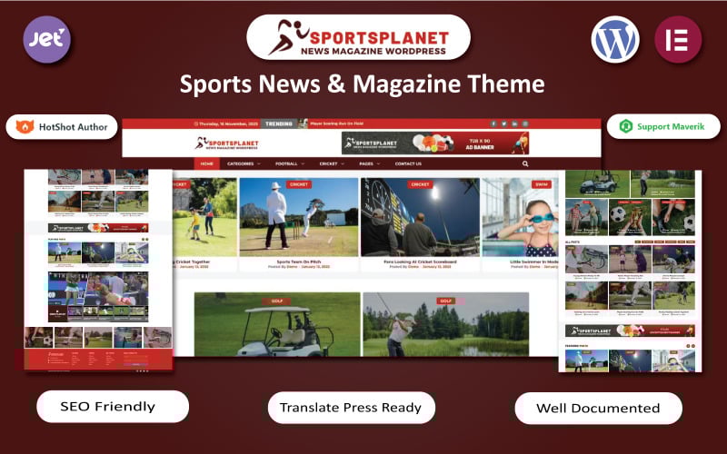 27 sports planet news and magazine wordpress elementor template